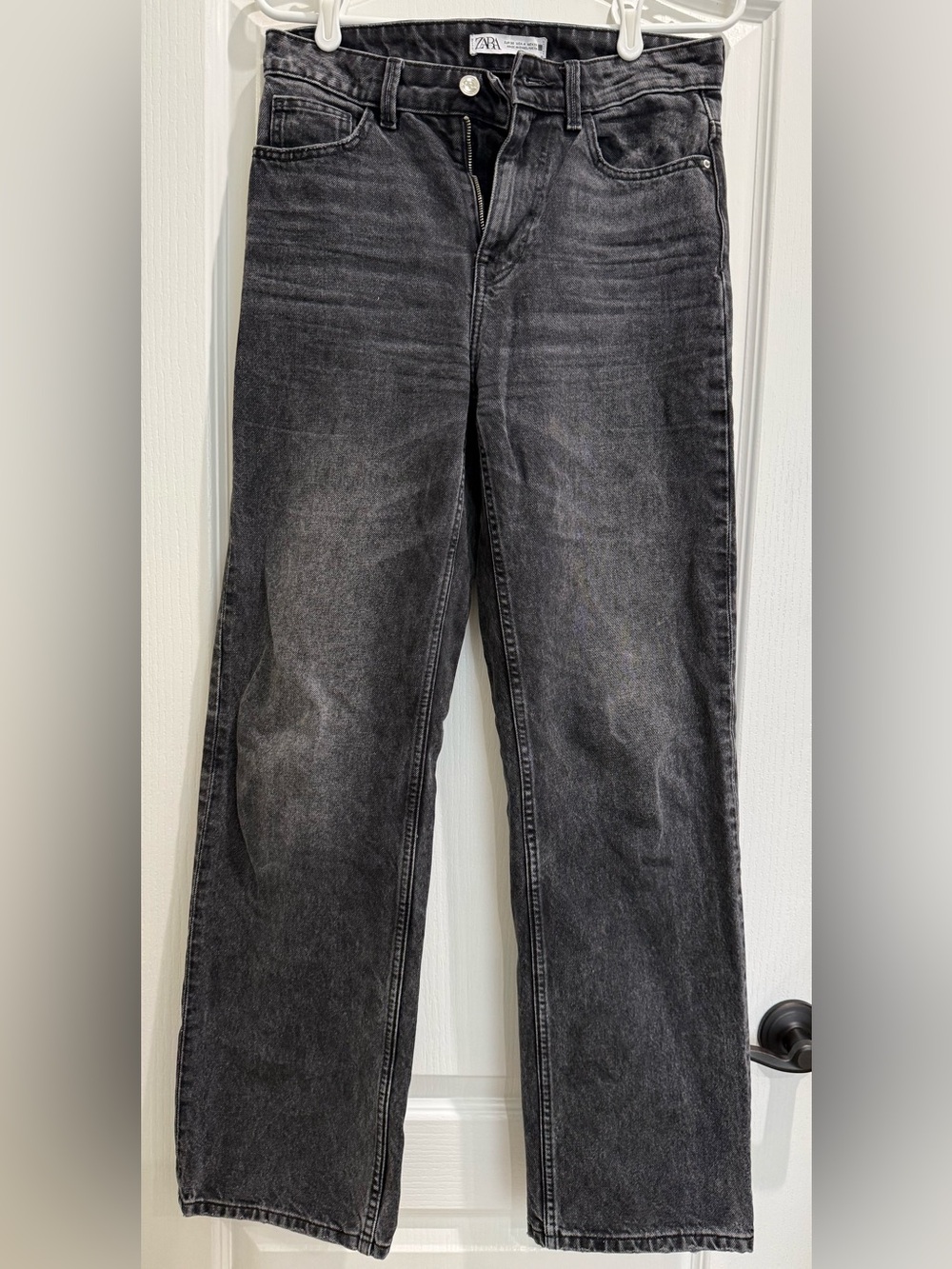Zara Women’s Washed Black Straight Jeans